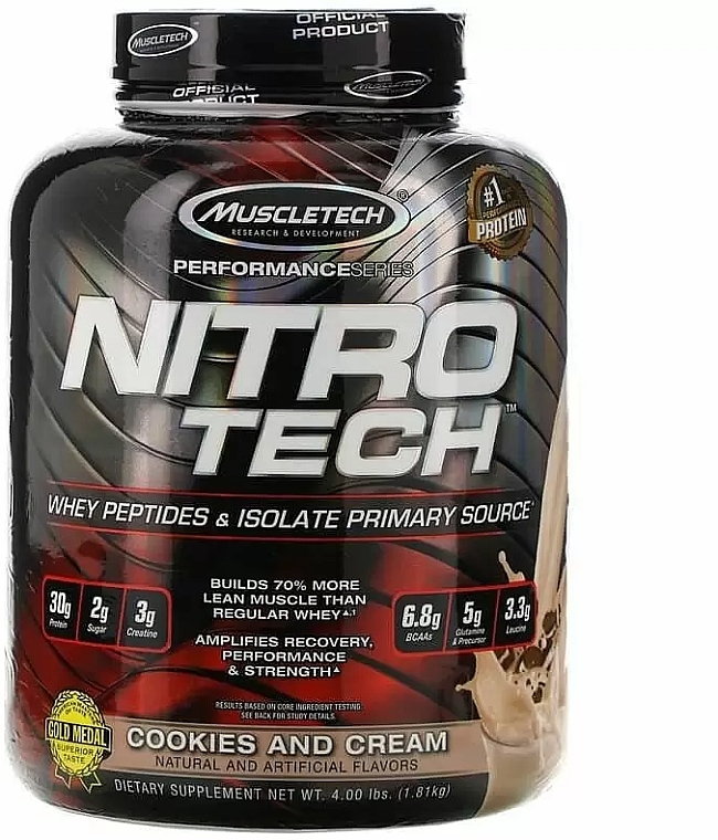 Протеїн сироватковий "Печиво з кремом" - Muscletech Nitro Tech Ripped Cookies & Cream — фото N1