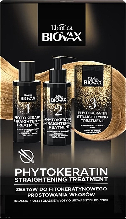 Набор для выпрямления волос - Biovax PhytoKeratin (sham/100ml + h/emuls/100ml + h/mask/20ml) — фото N2