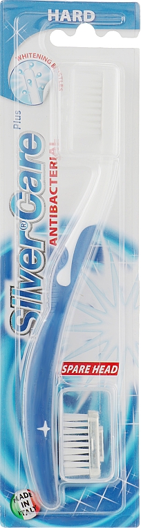 Зубная щетка "Silver Care Plus" жесткая, синяя - Silver Care — фото N1