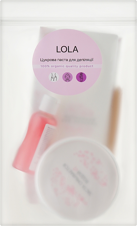 Набор для депиляции - Lola (sug/paste/150 ml + strips/15 pcs + spat/2pcs + gel/50 ml) — фото N1