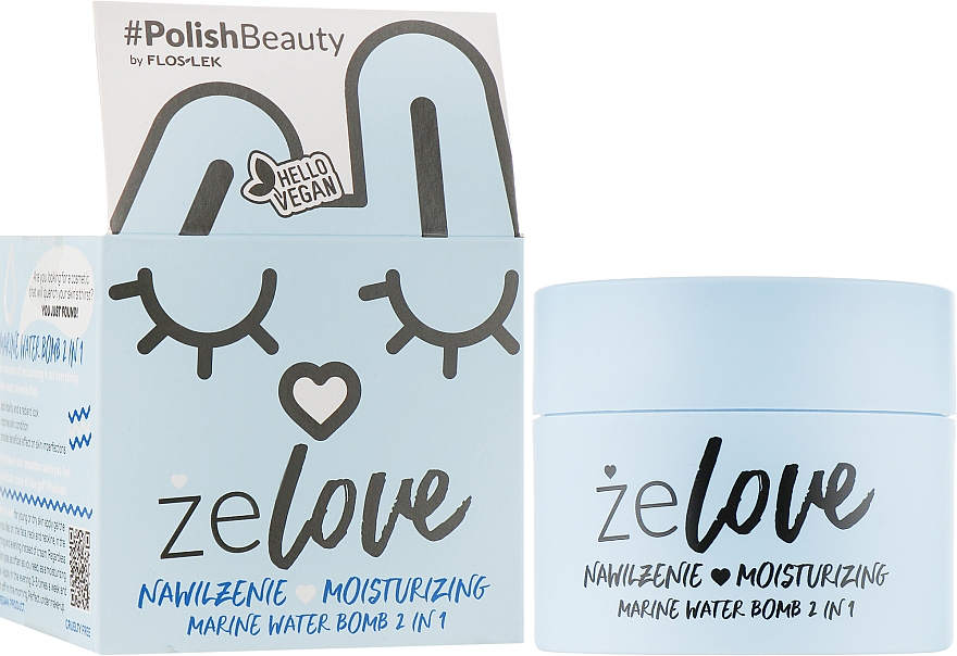 Зволожувальний гель для обличчя, шиї та зони декольте - FlosLek ZeLove Moisturizing Marine Water Bomb 2in1 — фото N2