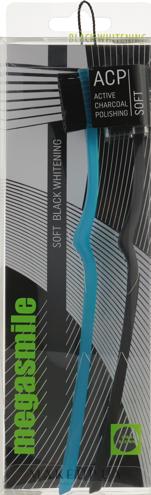 Зубна щітка "Блек вайтенінг Soft", синя + чорна - Megasmile Soft Black Whitening — фото 2шт