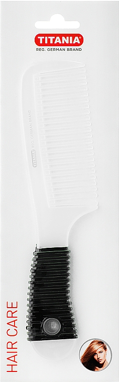 Гребень с резиновой ручкой 20 см, белый - Titania — фото N1