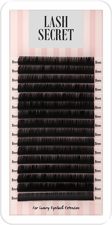 Накладні вії, чорні, 16 ліній (один розмір, 0.1, С, 8) - Lash Secret — фото N1