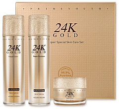 Духи, Парфюмерия, косметика Набор - Holika Holika Prime Youth 24K Gold Repair Skin Care Special Set (ton/120ml + emuls/120ml + f/cr/55ml)