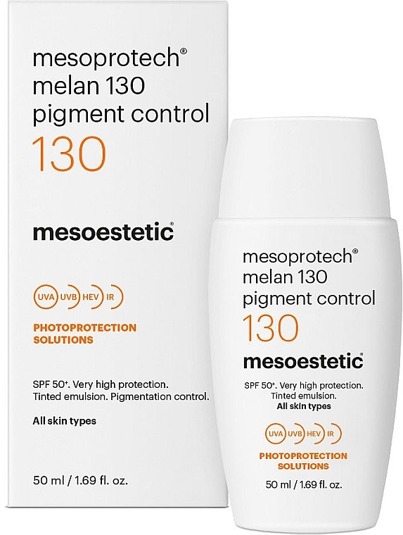 Тонирующая солнцезащитная эмульсия - Mesoestetic Mesoprotech Melan 130+ Pigment Control SPF 50+ — фото N1
