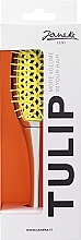 Щетка для укладки и придания объема волосам, серебристо-желтая - Janeke Vented Curvy Tulip Brush — фото N1