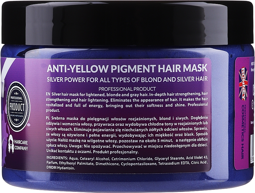 Маска для волосся - Ronney Professional Anti-Yellow Pigment Silver Power Mask — фото N2