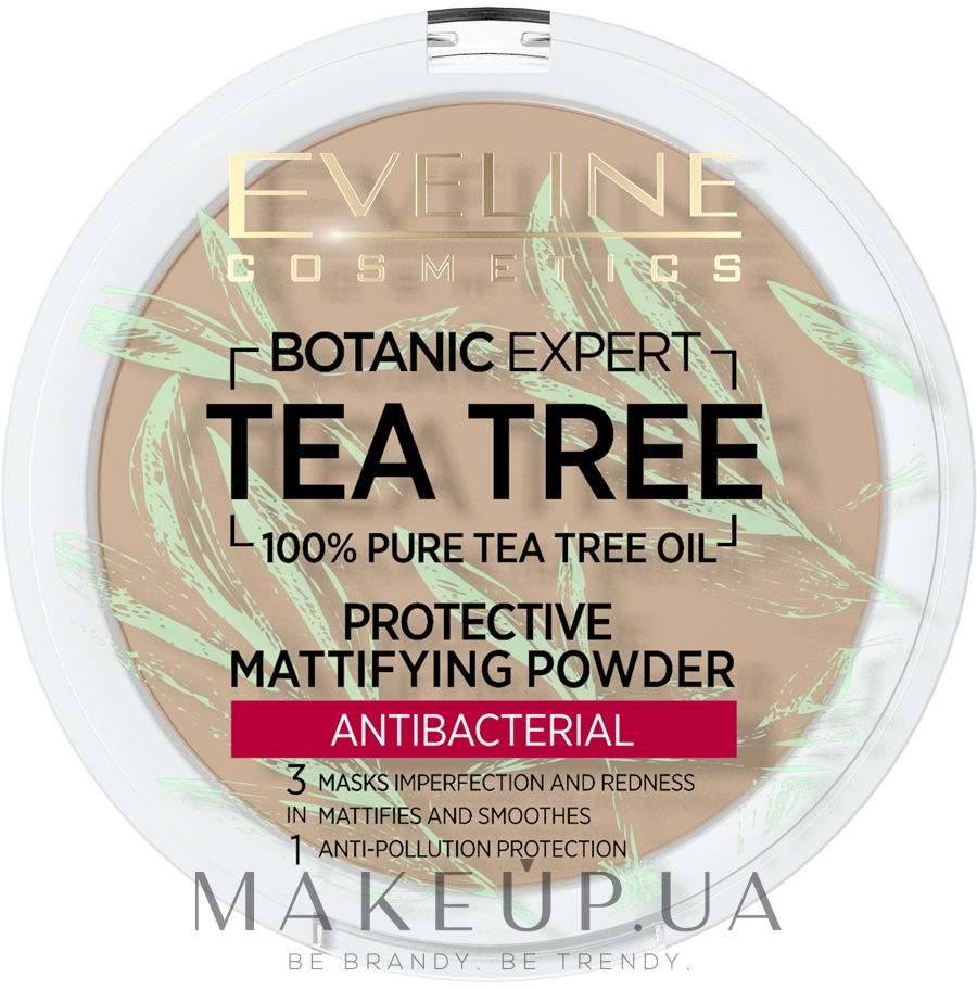 Матувальна антибактеріальна пудра для обличчя - Eveline Cosmetics Botanic Expert Tea Tree Protective Mattifying Antibacterial Powder — фото 004 - Beige
