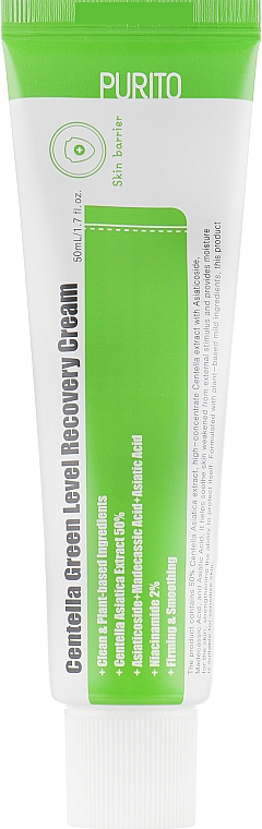 Заспокійливий крем для відновлення шкіри обличчя з центелою - Purito Centella Green Level Recovery Cream (пробник) — фото N1