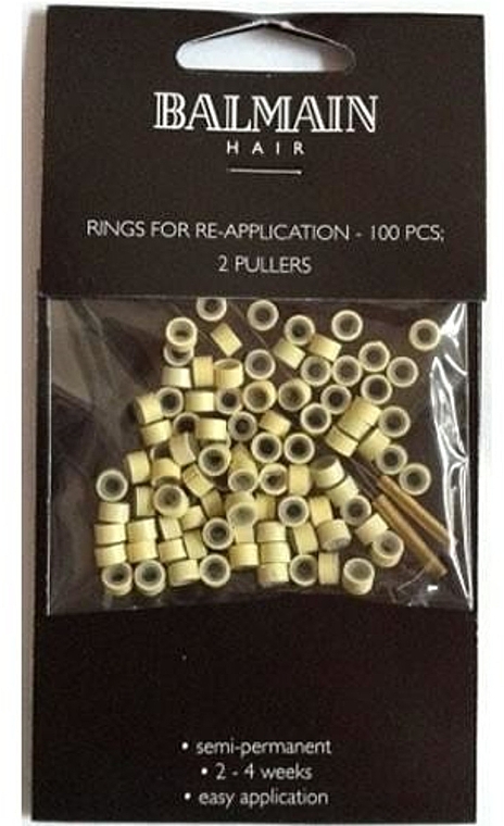 Микрокольца для наращивания волос, бежевые, 100 шт - Balmain Paris Hair Couture Soft Rings Beige — фото N1