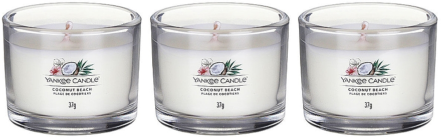 Набор ароматических свечей "Кокосовый пляж" - Yankee Candle Coconut Beach (candle/3x37g) — фото N2