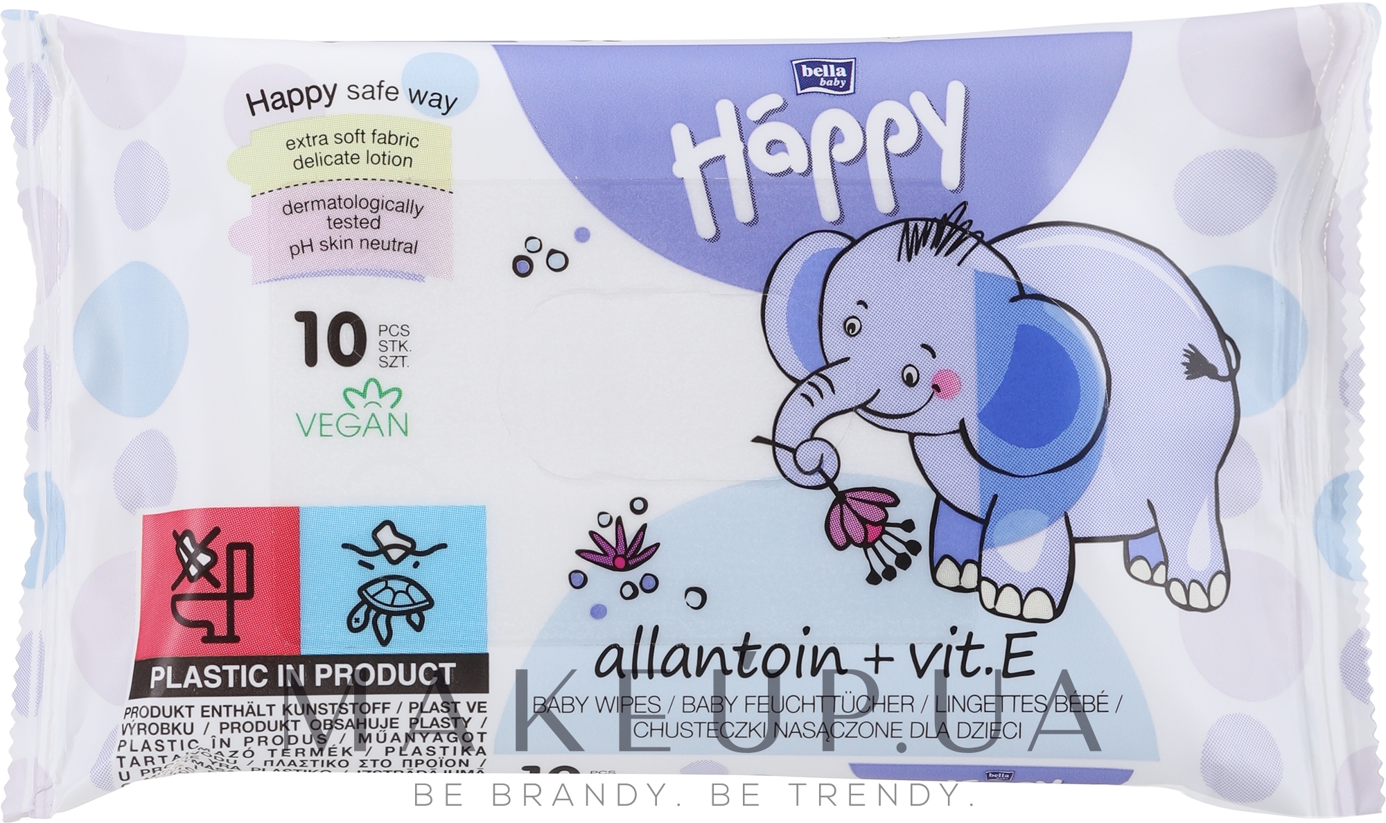 Влажные салфетки c витамином Е - Bella Baby Happy Vit E & Allantoin — фото 10шт