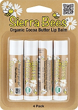 Парфумерія, косметика Набір бальзамів для губ "Какао масло" - Sierra Bees (lip/balm/4x4,25g)
