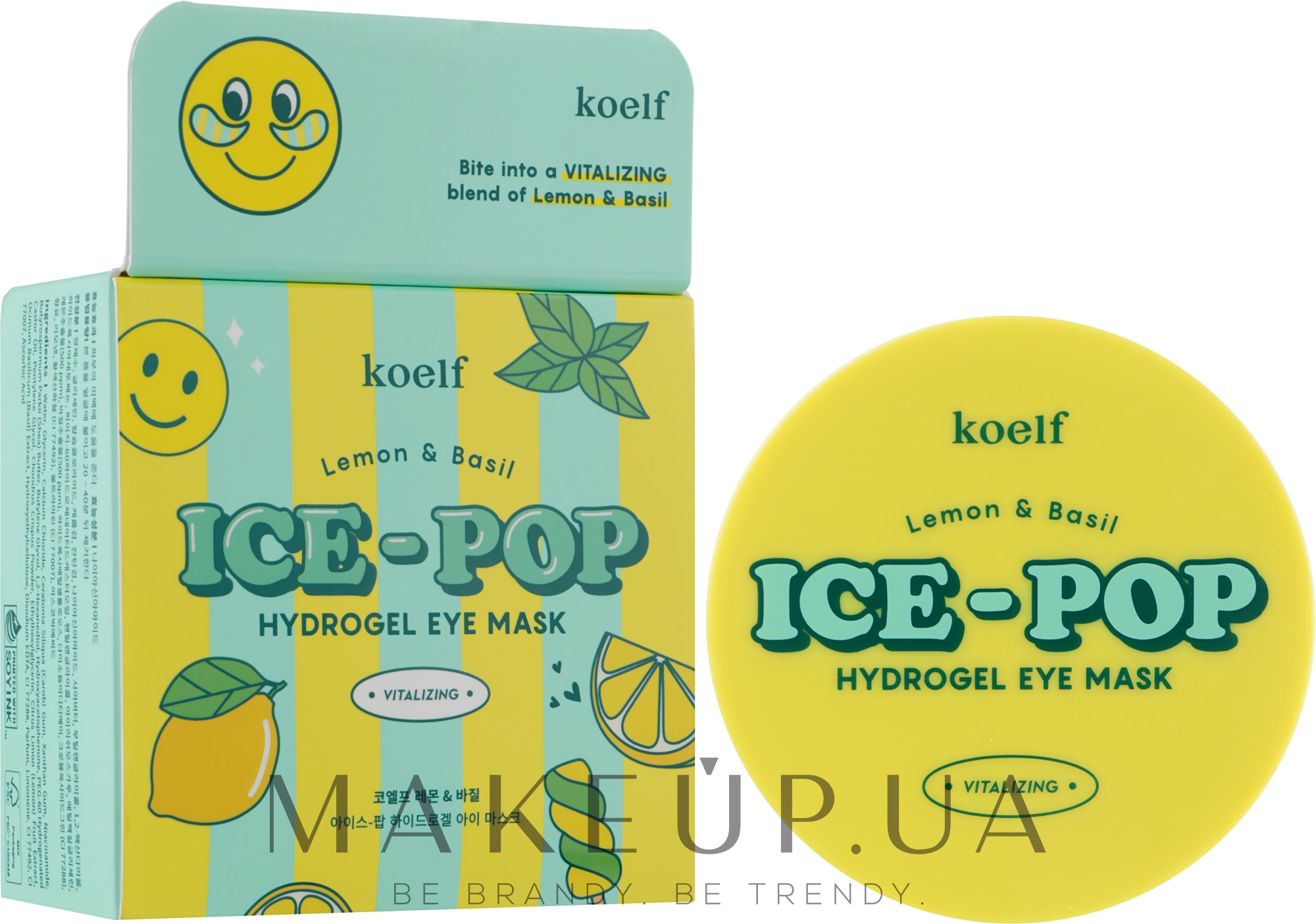 Гидрогелевые патчи под глаза с лимоном и базиликом - Petitfee & Koelf Lemon & Basil Ice-Pop Hydrogel Eye Mask — фото 60шт