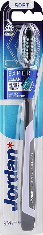 Зубная щетка мягкая "Expert Clean", черно-фиолетовая - Jordan Tandenborstel Expert Clean Soft — фото N1