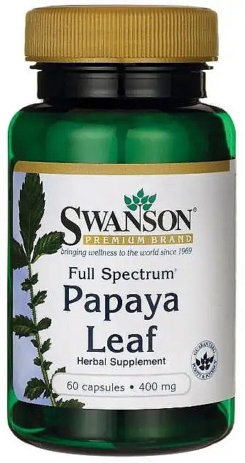 Харчова добавка "Лист папаї", 400 мг - Swanson Full Spectrum Papaya Leaf — фото N1