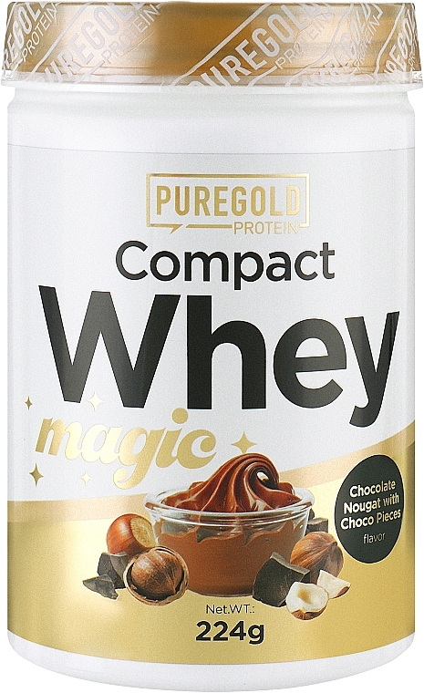 Протеїн "Шоколадна нуга зі шматочками шоколаду" - PureGold Compact Magic Whey Protein Chocolate Nougat with Choco Pieces — фото N1