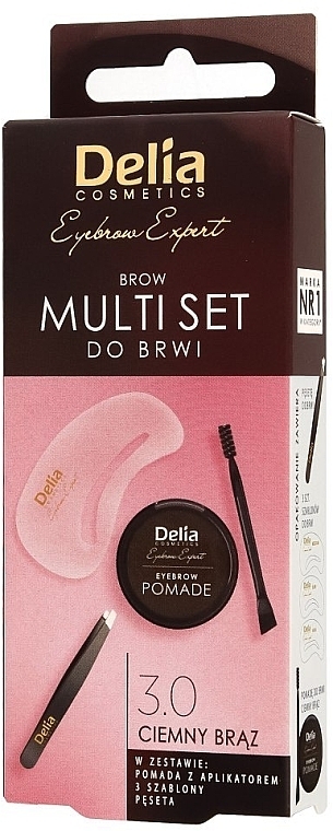 Мультинабор для бровей - Delia Cosmetics Multi Set (eyebrow pomade/1g + eyebrow tweezers/1pc + eyebrow stencils/3pcs) — фото N1