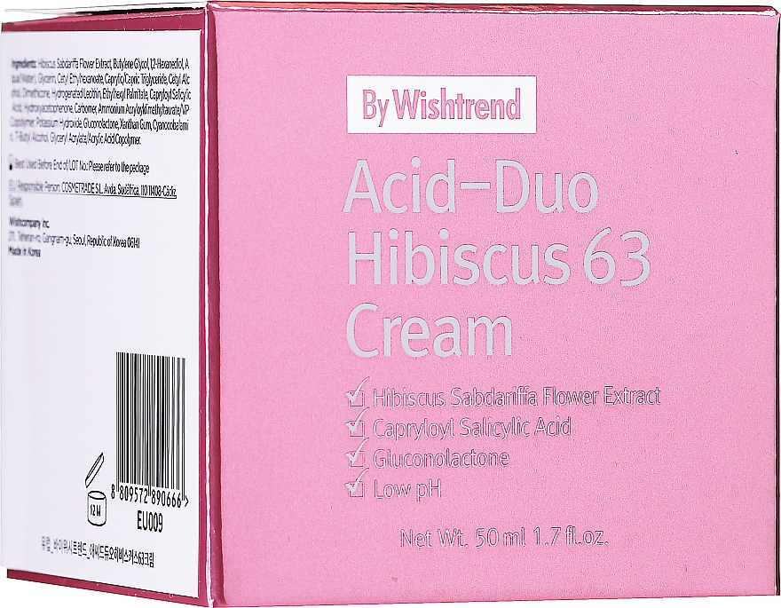 Крем для лица с кислотами и гибискусом - By Wishtrend Acid-Duo Hibiscus 63 Cream — фото N1