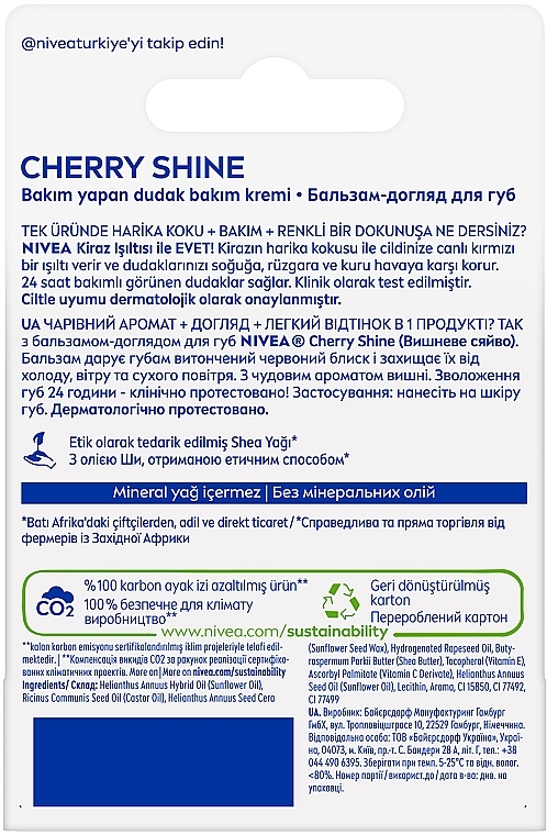 Бальзам-уход для губ "Вишневое сияние" - NIVEA Cherry Shine — фото N7