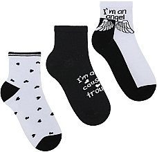 Шкарпетки жіночі, чорно-білі з візерунками, 3 шт. - Moraj — фото N1