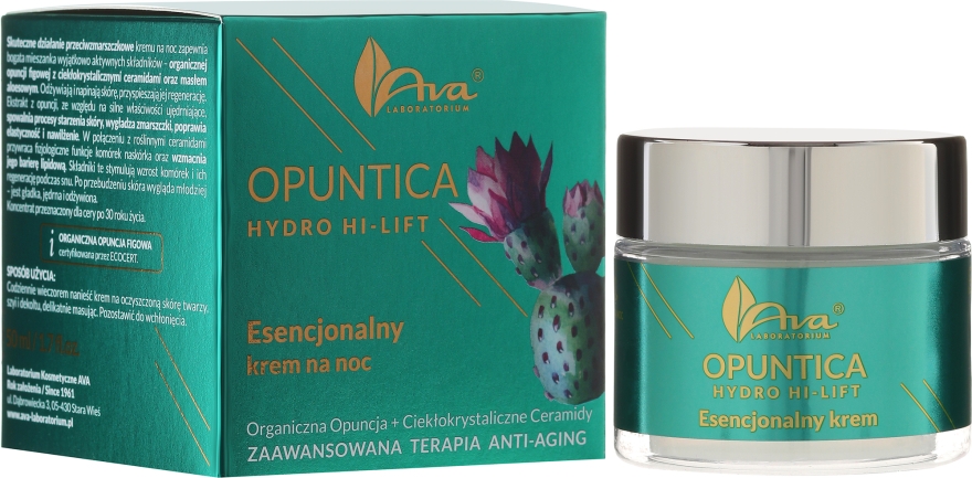 Нічний крем для обличчя - Ava Laboratorium Opuntica Hydro Hi–Lift Essential Night Cream — фото N1