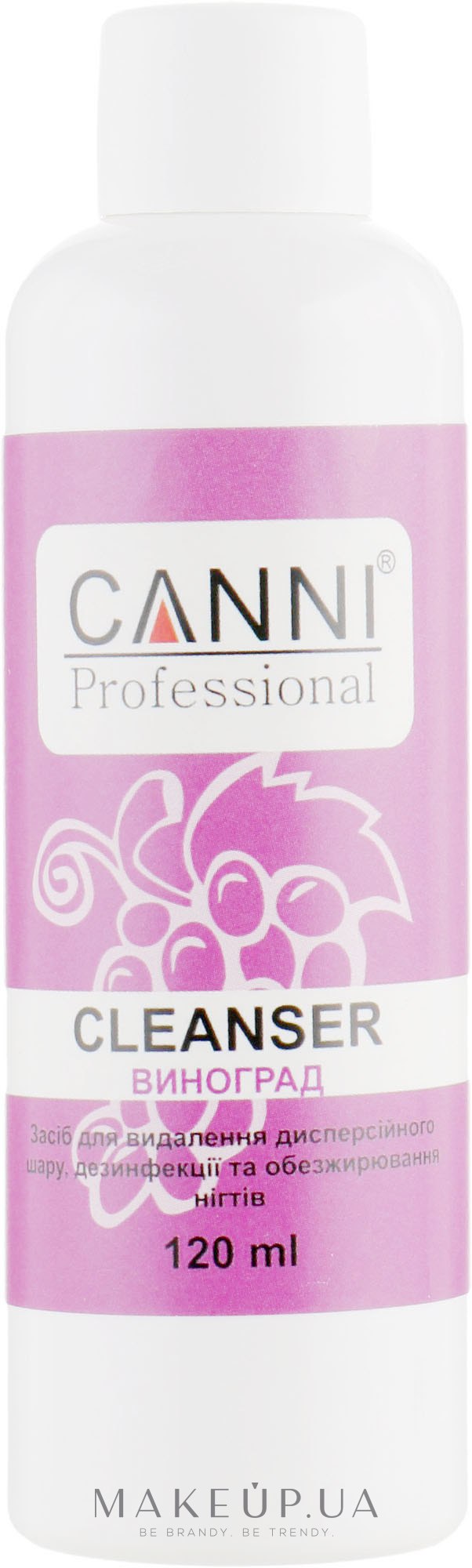 Засіб для видалення липкого шару, дезінфекції та знежирення нігтів - Canni Cleanser Grapes — фото 120ml