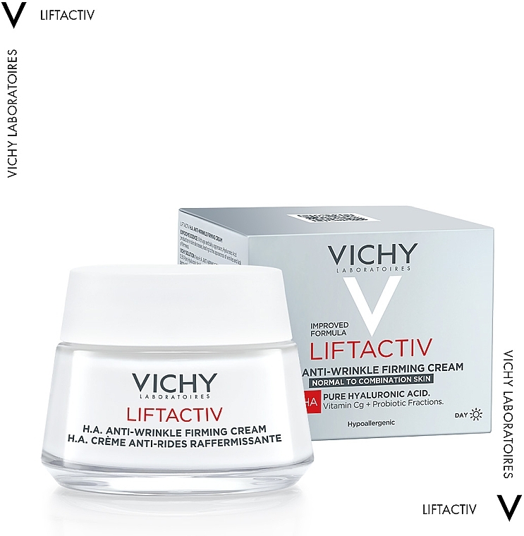 Розгладжувальний крем з гіалуроновою кислотою для корекції зморшок, для нормальної та комбінованої шкіри обличчя - Vichy Liftactiv H. A. — фото N2