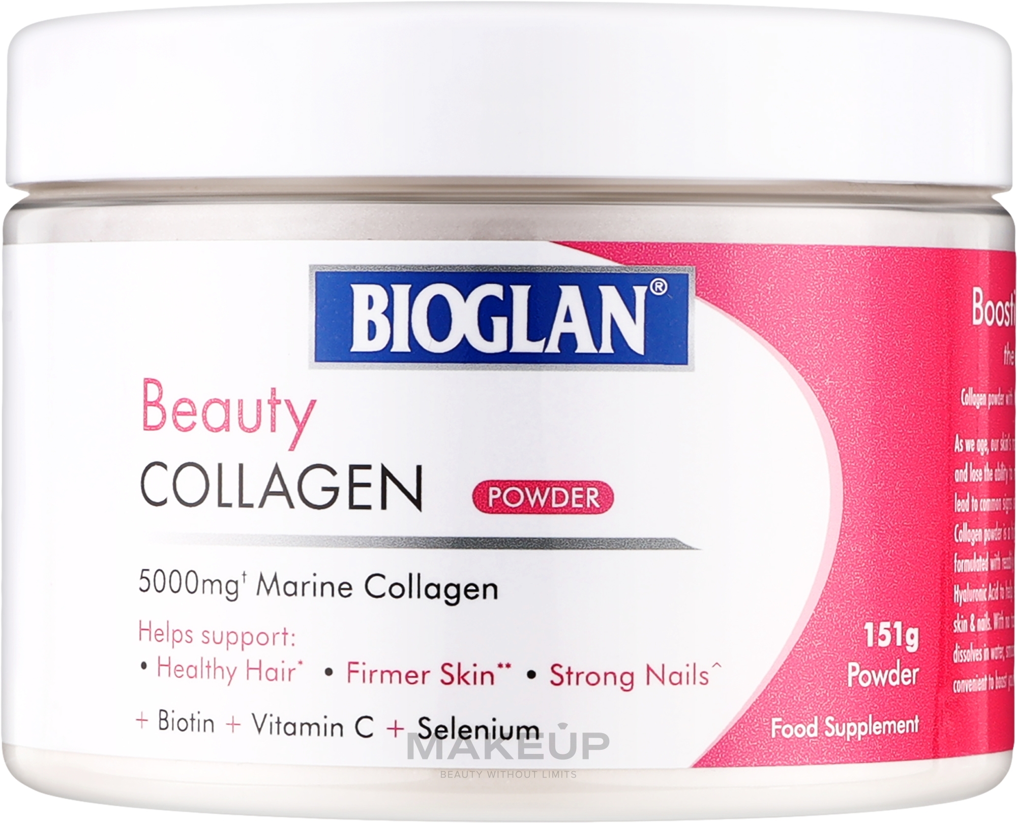 Гідролізовані пептиди морського колагену з гіалуроновою кислотою - Bioglan Beauty Collagen Powder — фото 151g
