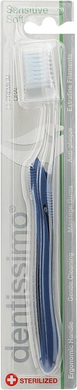 Зубная щетка с мягкой щетиной, темно-синяя - Dentissimo Sensitive — фото N1
