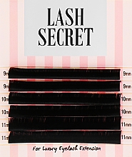 Накладні вії, чорні, мікс, 6 ліній (0.05, D, (9,10,11)) - Lash Secret — фото N1