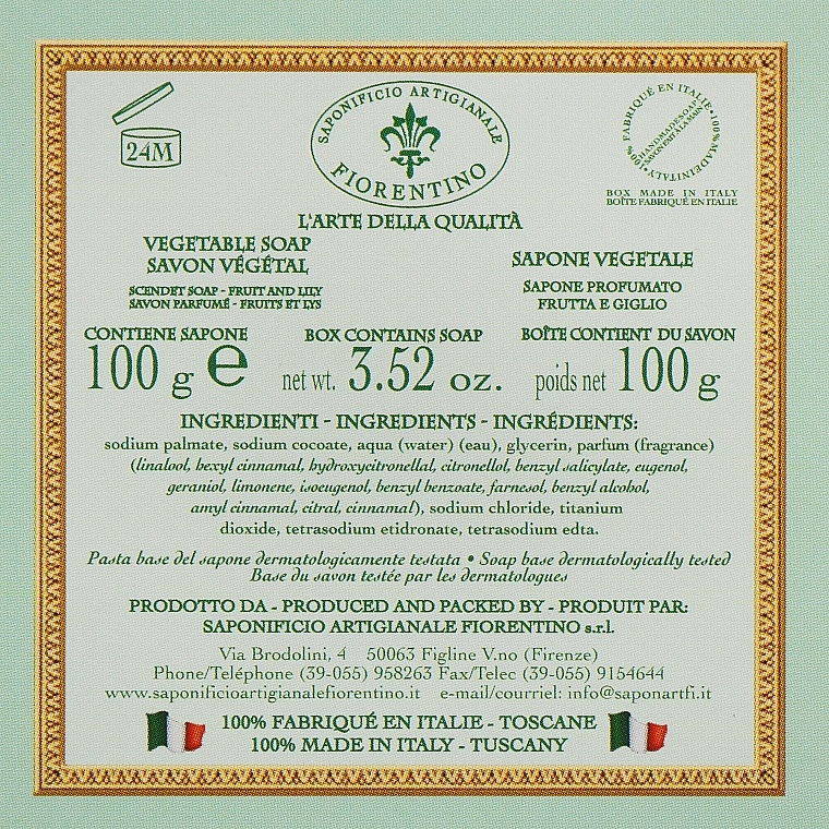 Натуральне мило "Фрукти і лілія" - Saponificio Artigianale Fiorentino Fruits&Lily Soap — фото N3
