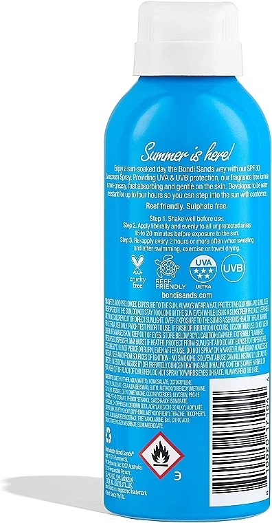 Солнцезащитный спрей, без ароматизаторов - Bondi Sands Sunscreen Spray SPF30 Fragrance Free — фото N2