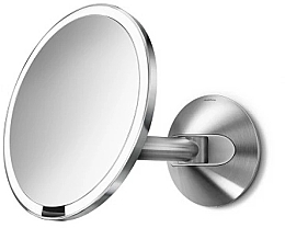 Зеркало сенсорное круглое настенное, 20 см, матовое - Simplehuman Brushed Stainless Steel — фото N1