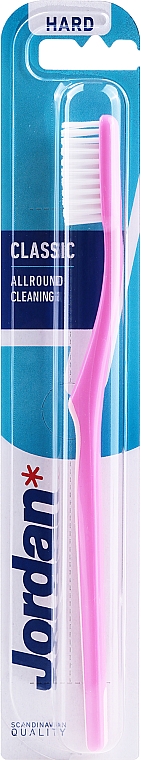 Зубна щітка з жорсткою щетиною "Класік", світло-рожева - Jordan Classic Hard Toothbrush — фото N1
