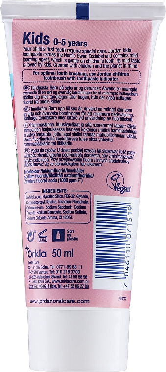 Зубная паста 0-5 лет, розовый олененок - Jordan Kids Toothpaste — фото N2