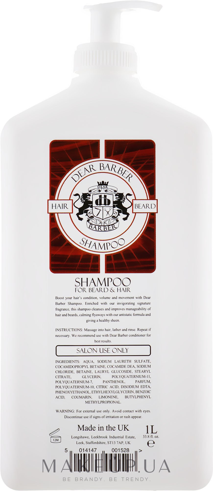 Шампунь для догляду за волоссям і бородою - Dear Barber Shampoo — фото 1000ml