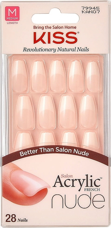 Набор накладных ногтей, размер M - Kiss Salon Acrylic French Nude Leilani — фото N1