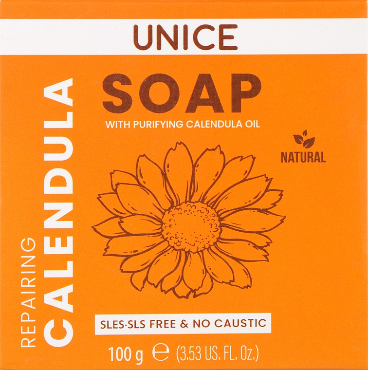 Натуральное мыло с экстрактом календулы - Unice Soap With Purifuing Calendula Oil — фото N1