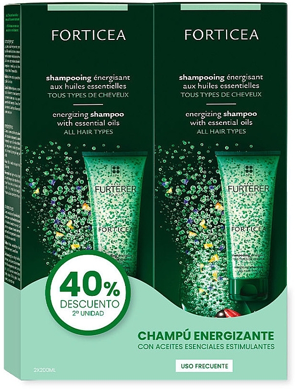 Набір "Шампунь енергетичний з ефірними оліями" - Rene Furterer Forticea Energizing Shampoo (shm/2х200ml) — фото N1