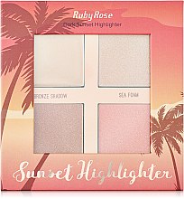 Палітра хайлайтерів, HB-7504 - Ruby Rose Sunset Highlighter — фото N2