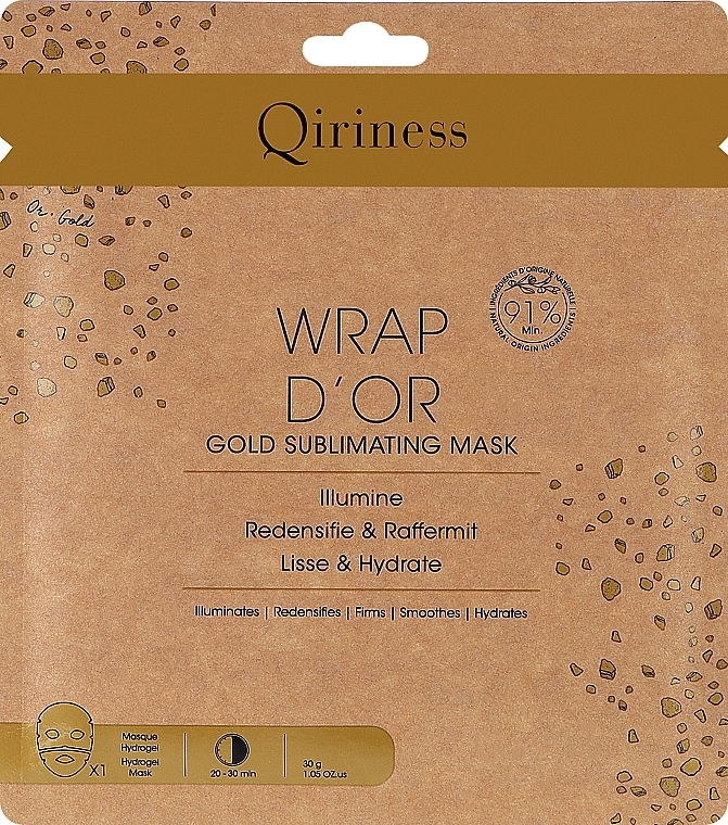 Гідрогелева маска для обличчя з 24к золотом - Qiriness Wrap d’Or Gold Sublimating Mask — фото N1