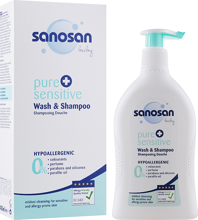 Дитячий гіпоалергенний засіб для купання 2 в 1 - Sanosan Baby Pure & Sensitive Head-to-Toe Wash Lotion — фото N5