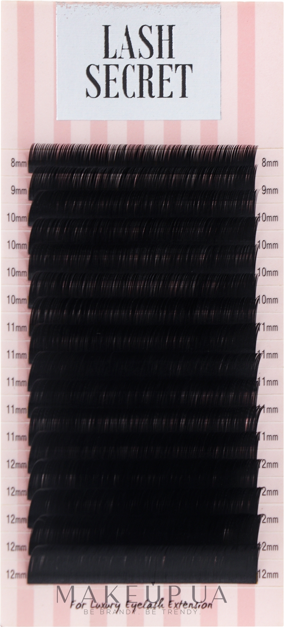 Накладные ресницы, черные, 16 линий (mix, 0,15, C, 8-12) - Lash Secret — фото 1уп