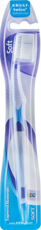 Зубная щетка мягкая, синяя - Ekulf Twice Advanced — фото N1