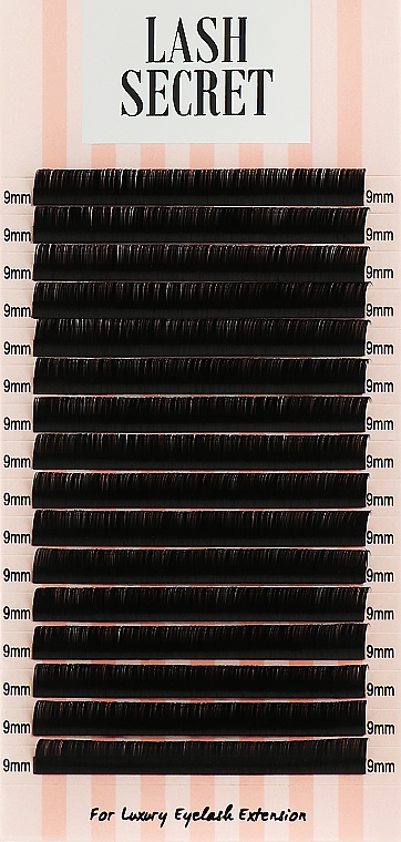 Накладные ресницы, черные, 16 линий (один размер, 0.1, D, 9) - Lash Secret — фото N1