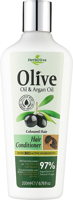 Кондиціонер для волосся на олії оливи з арганою - Madis HerbOlive Conditioner For Coloured Hair With Argan Oil — фото N1