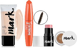 Духи, Парфюмерия, косметика Набор - Avon Mark Bright Quartz (fluid/30ml + mascara/10ml + blush/4g + gel/brow4g)