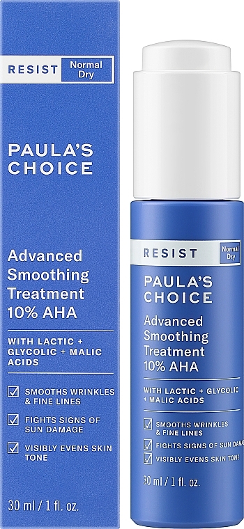 Розгладжувальний коктейль з кислотами AHA та BHA для обличчя - Paula's Choice Resist Advanced Smoothing Treatment 10% AHA — фото N2